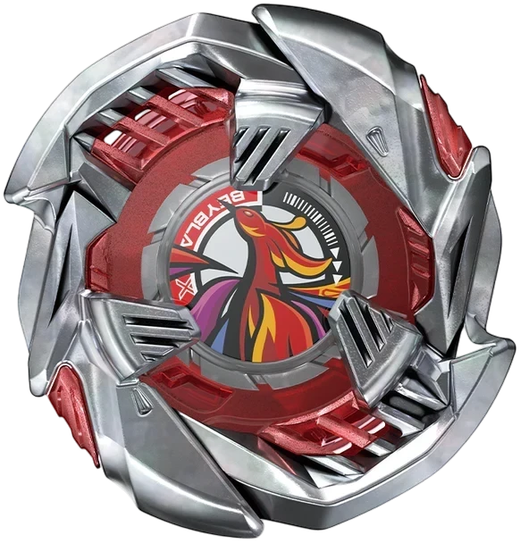 My Store BX-38 Crimson Garuda Beyblade X attack top with red and silver die-cast metal blade and phoenix emblem.