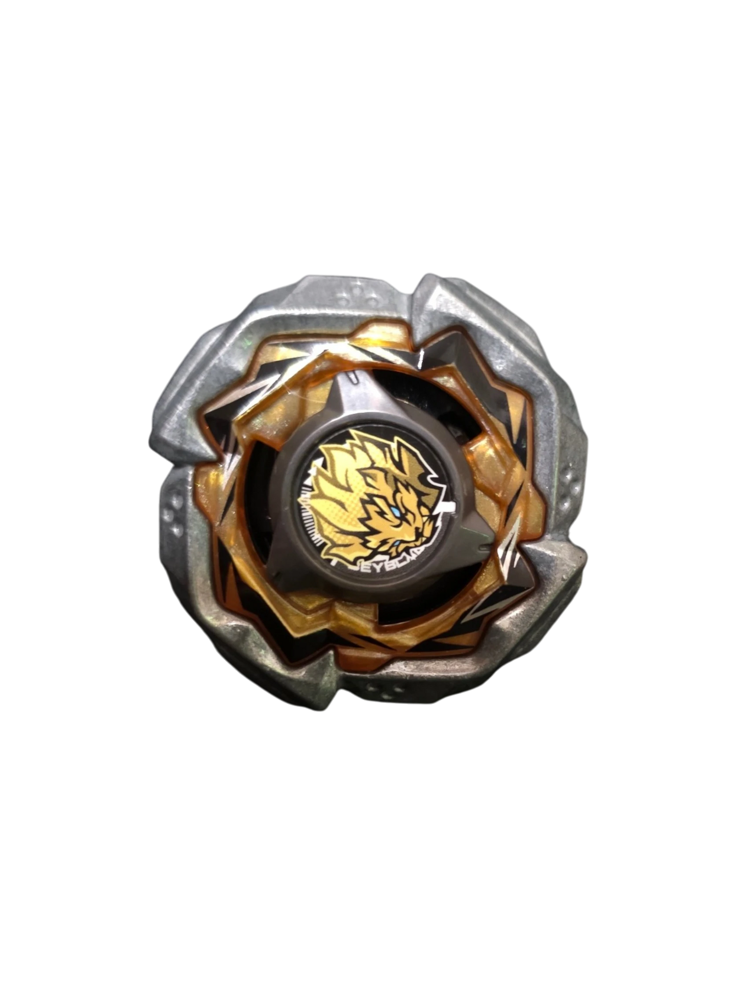 My Store Fang Leon Beyblade X main blade and lock chip in silver and gold, authentic Hasbro replacement part.