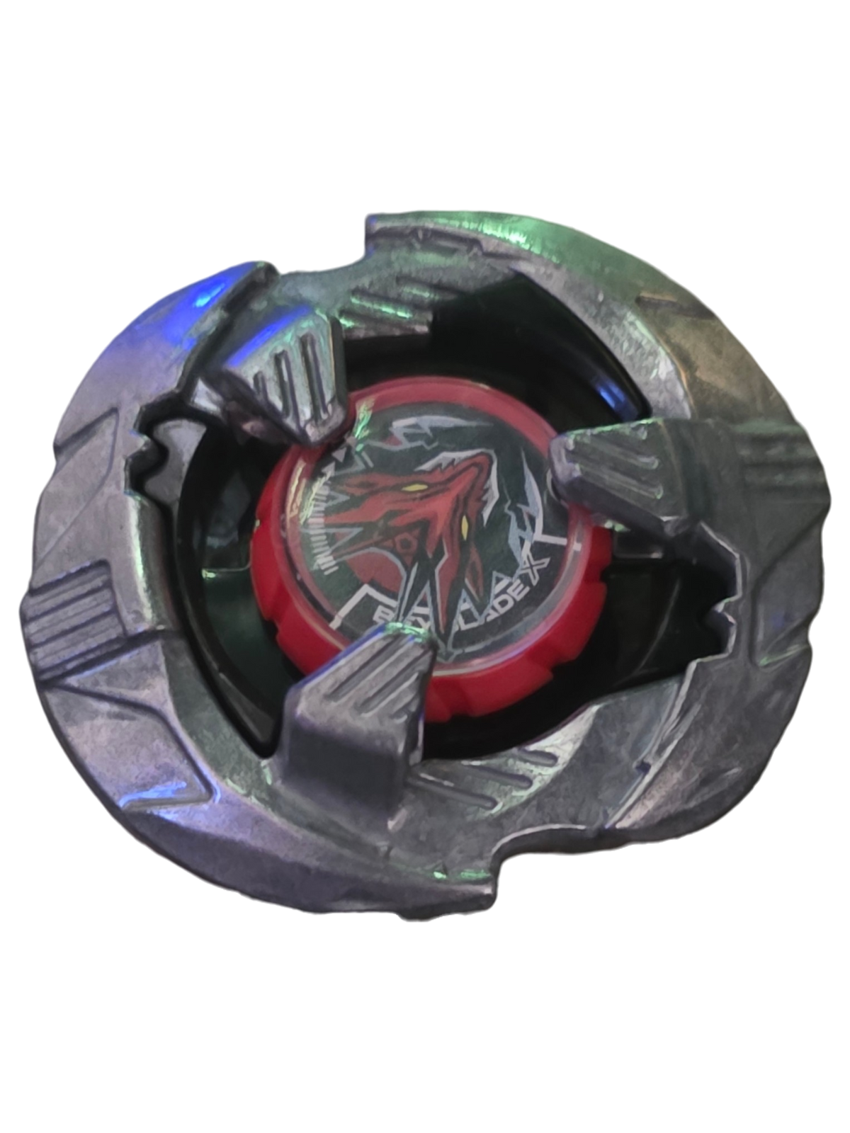 My Store authentic Hasbro Beyblade X Shelter Drake blade part in metallic silver with red dragon emblem center