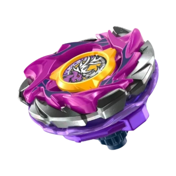 My Store Antler Stag B 2-60HN Beyblade X defense type top in purple and silver with a yellow lock chip