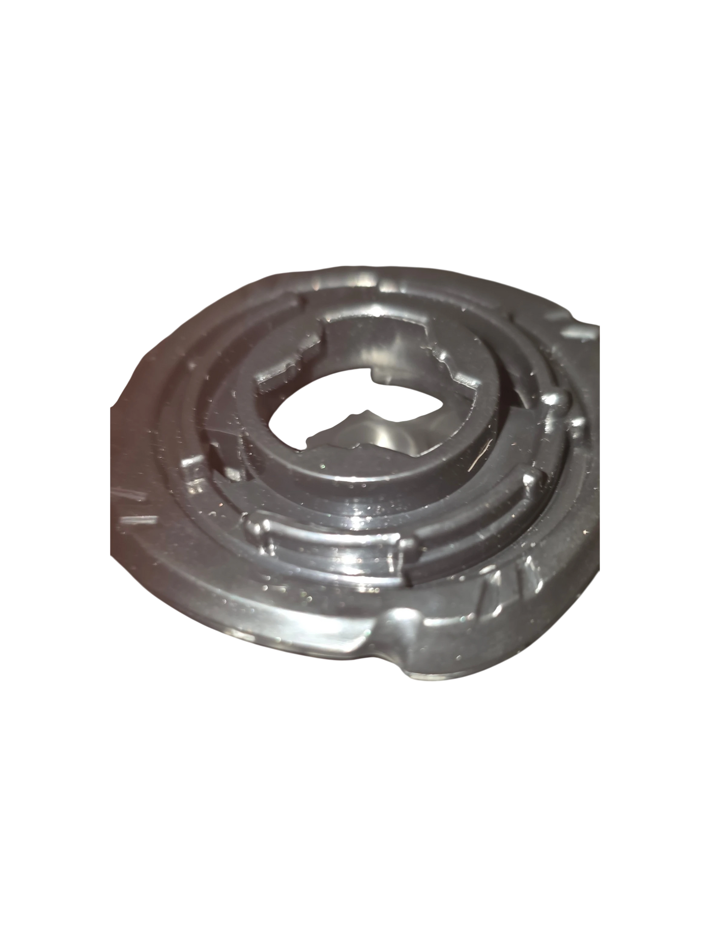 My Store authentic Hasbro Beyblade X Assist Blade T Turn part in black plastic, top view.