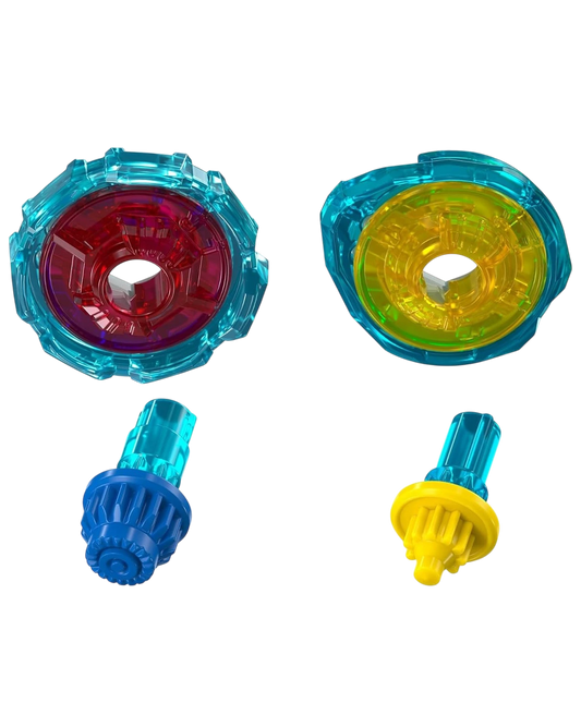 My Store Beyblade X Transformers Optimus Prime and Bumblebee die-cast metal tops with launchers