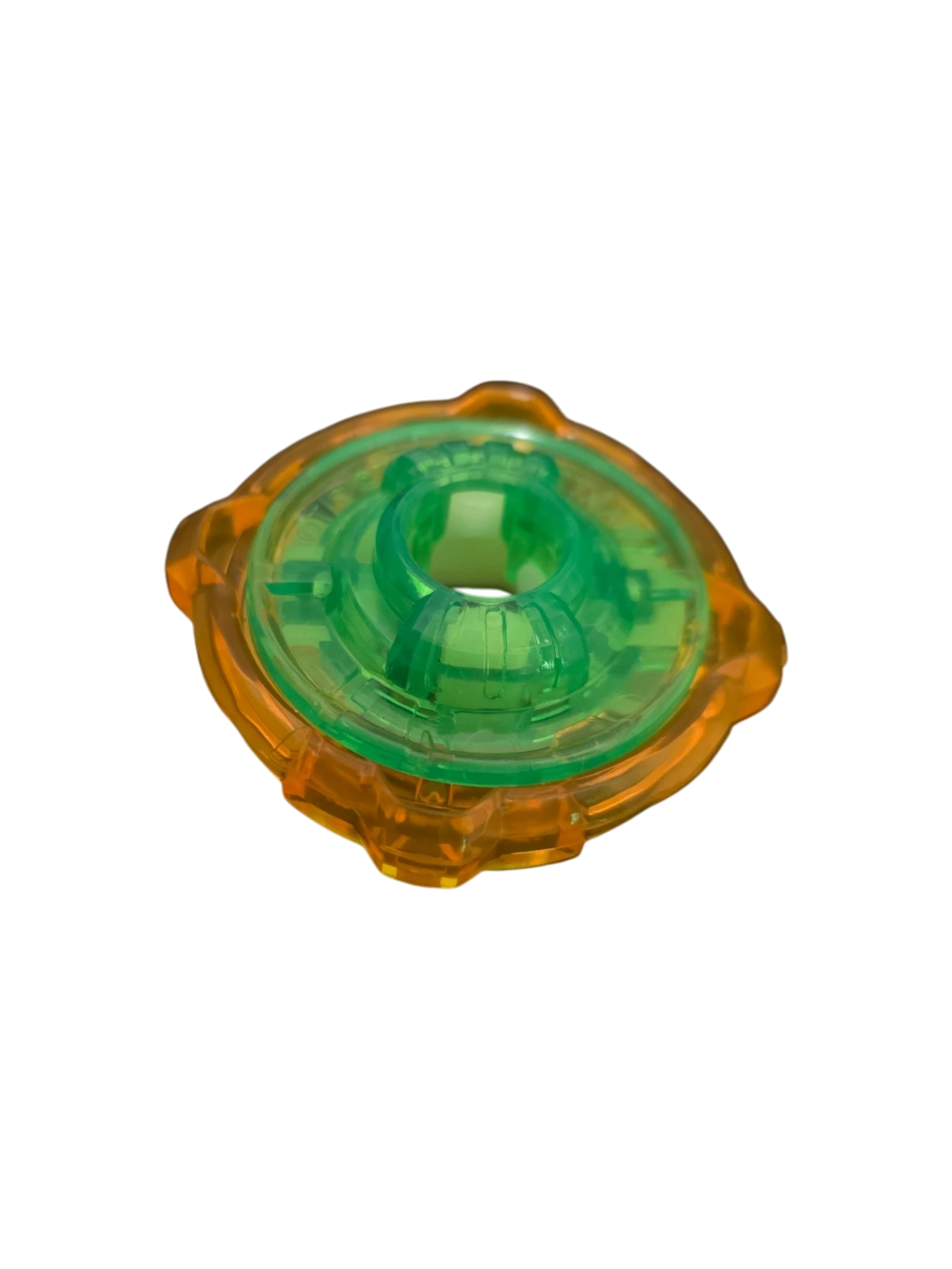 My Store authentic Hasbro Beyblade X 4-60 Ratchet part in translucent green and orange plastic