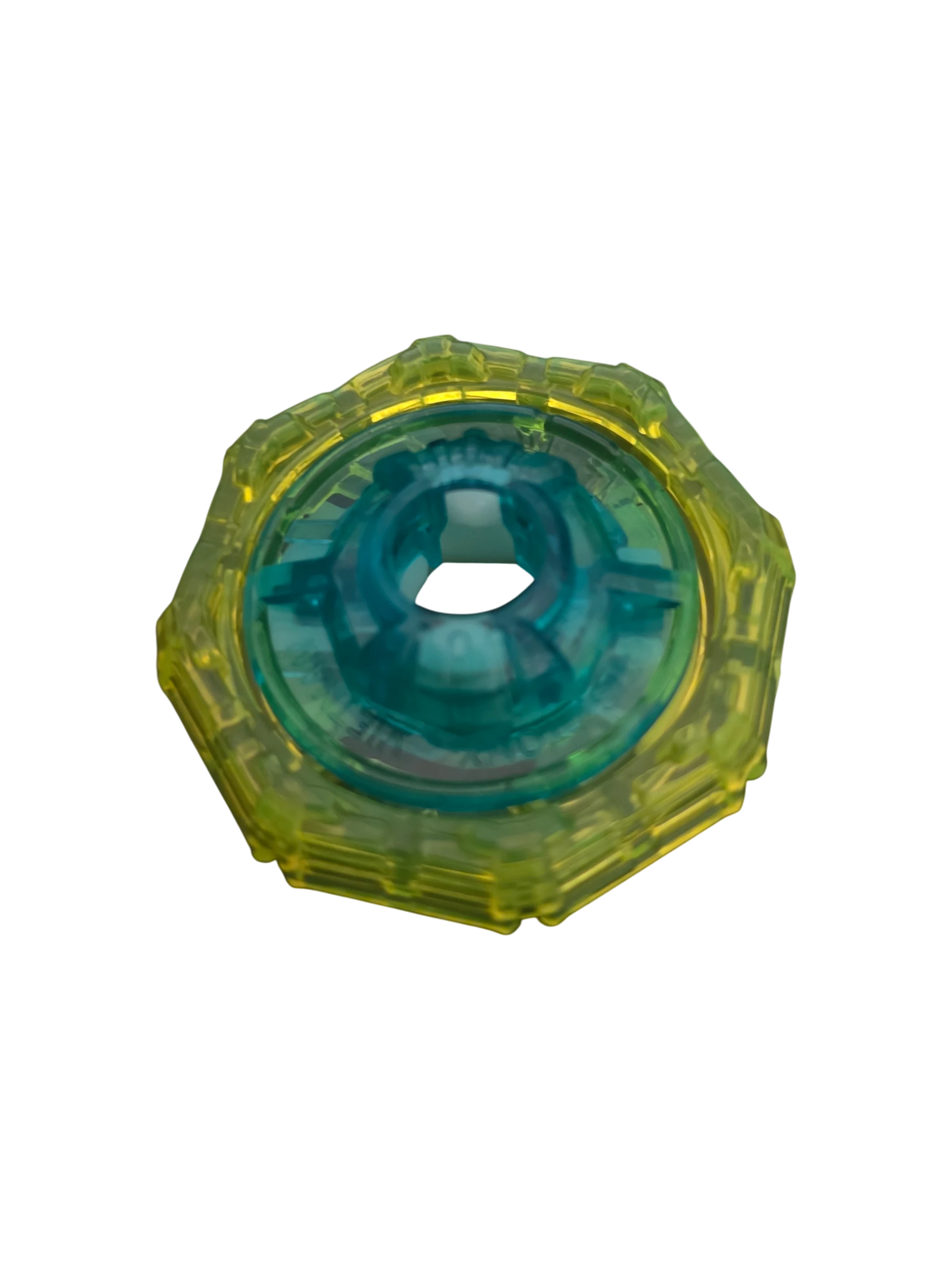 My Store authentic Hasbro Beyblade X 8-70 Ratchet part in translucent yellow and teal plastic