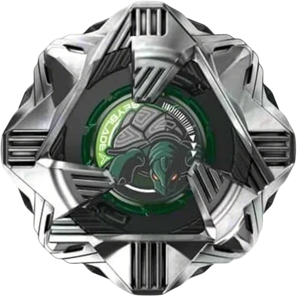 My Store Black Shell 4-60D Beyblade X, a defense-type, right-spin Beyblade with a black and silver design featuring a turtle emblem.