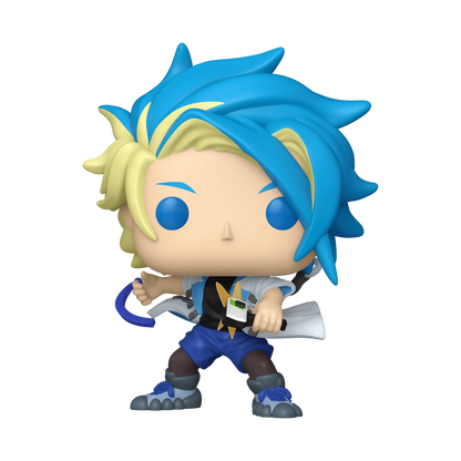 My Store Beyblade X Jaxon Cross Funko Pop vinyl figure with blue and blonde hair in a dynamic action pose
