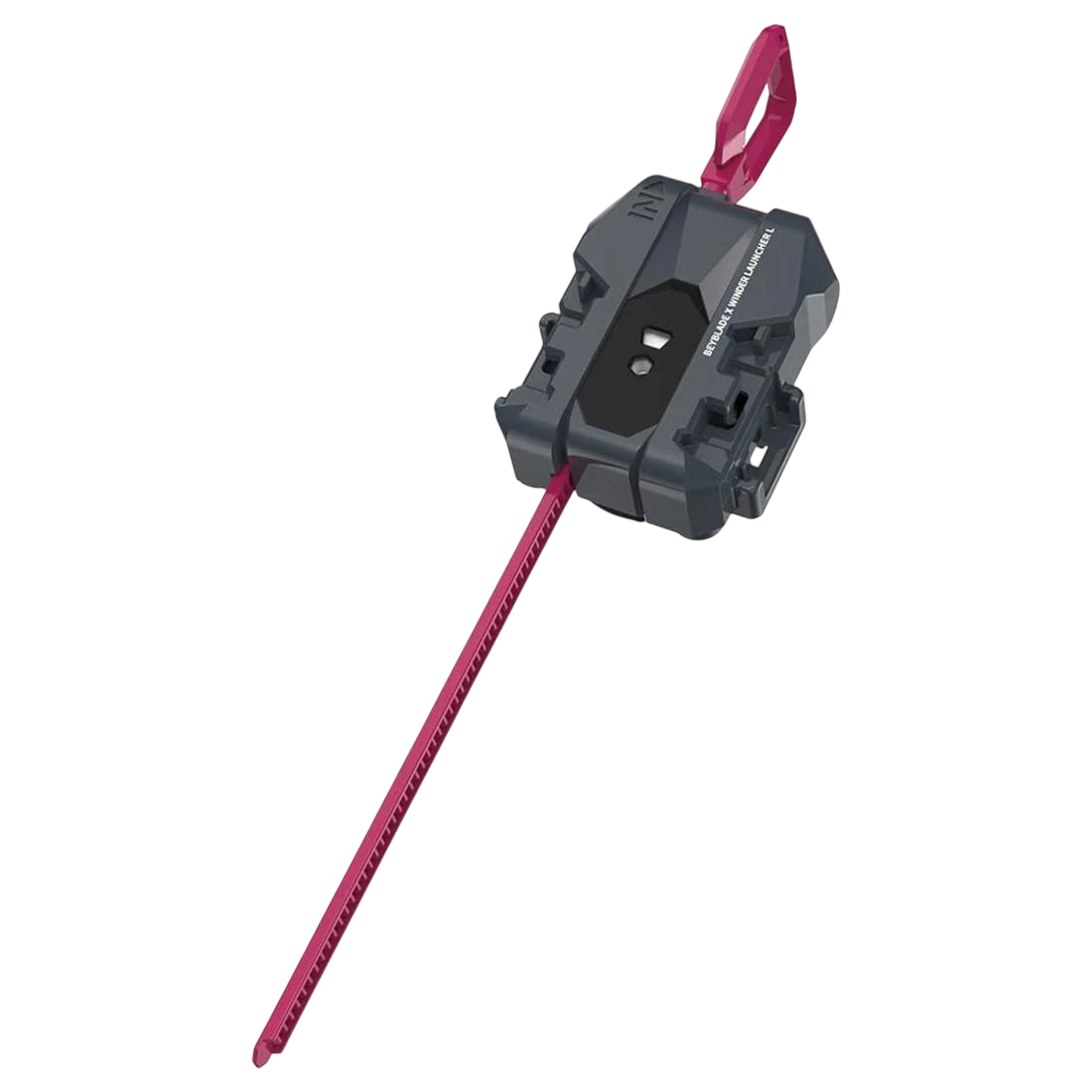 My Store Takara Tomy Beyblade X BX-40 left-spin winder launcher in dark grey with a magenta ripcord