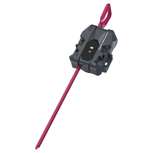 My Store Takara Tomy Beyblade X BX-40 left-spin winder launcher in dark grey with a magenta ripcord