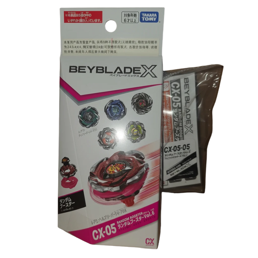 My Store Takara Tomy Beyblade X CX-05 Random Booster Vol. 6, Phoenix Rudder 4-70LF, red and silver stamina type.