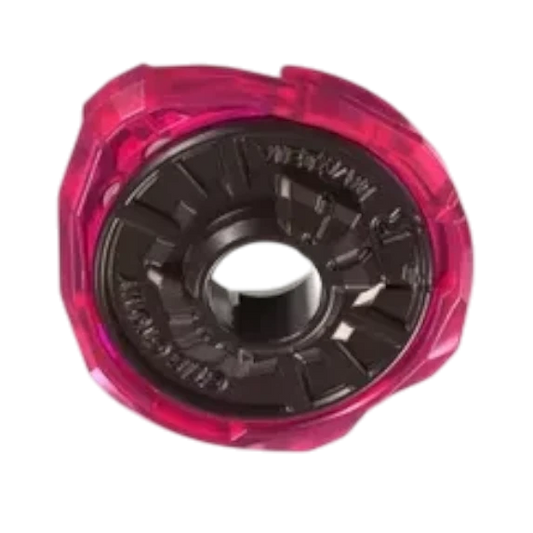 My Store authentic Hasbro Beyblade X 1-50 Ratchet part in pink and black, shown with blade and bit components.