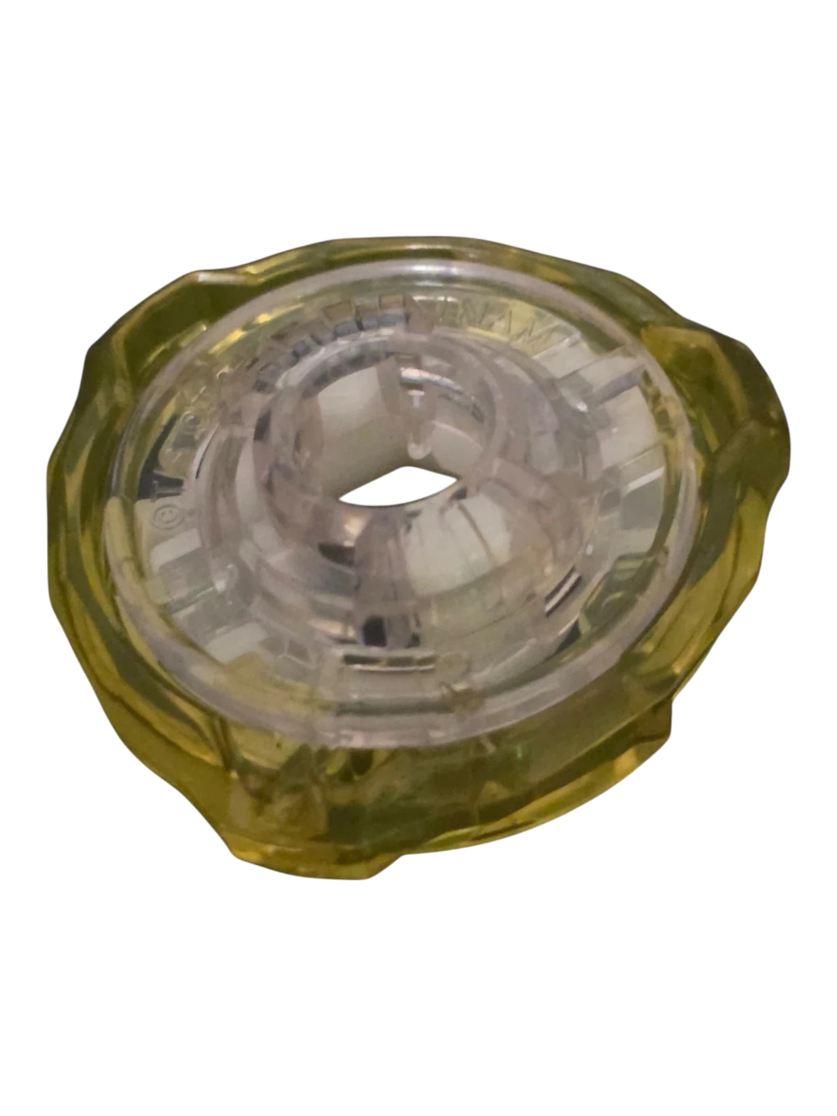 My Store authentic Hasbro Beyblade X 3-60 Ratchet part in translucent yellow plastic, new condition.