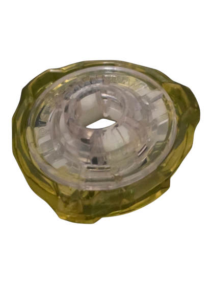 My Store authentic Hasbro Beyblade X 3-60 Ratchet part in translucent yellow plastic, new condition.