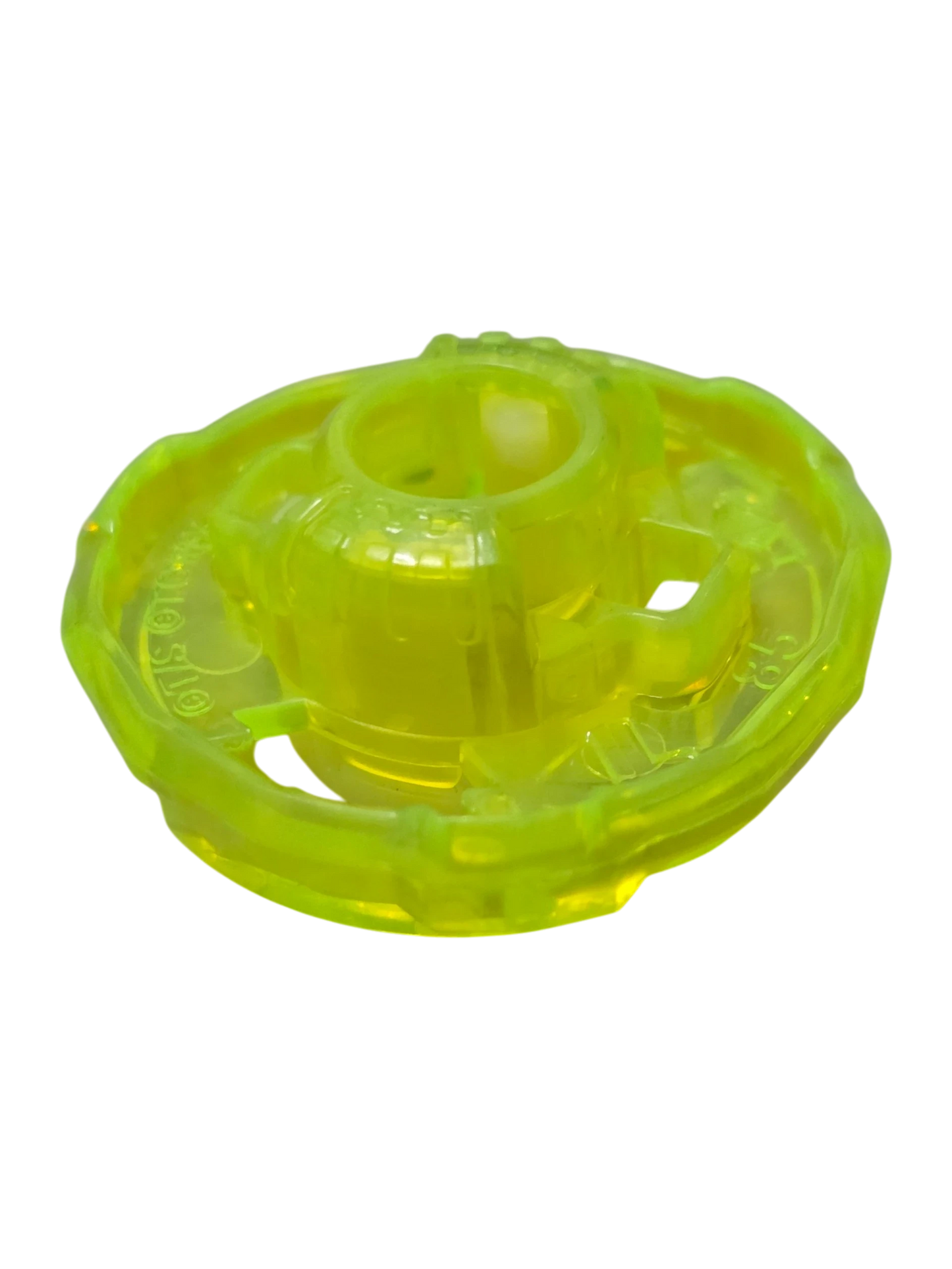 My Store authentic Hasbro Beyblade X 3-85 Ratchet part in translucent neon yellow plastic