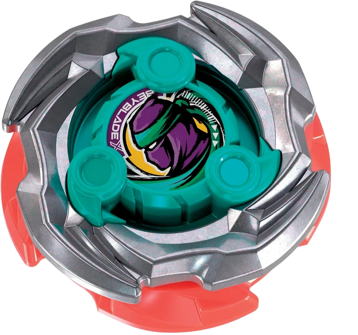 My Store Beyblade X Sneak Attack top featuring a teal and silver design with a ninja graphic on the center emblem