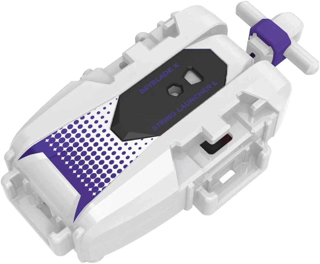My Store Takara Tomy BX-56 Beyblade X left-spin string launcher in white and violet with high-RPM design.