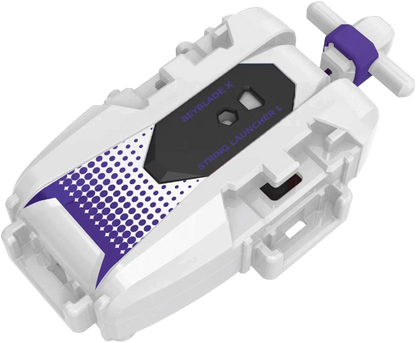 My Store Takara Tomy BX-56 Beyblade X left-spin string launcher in white and violet with high-RPM design.