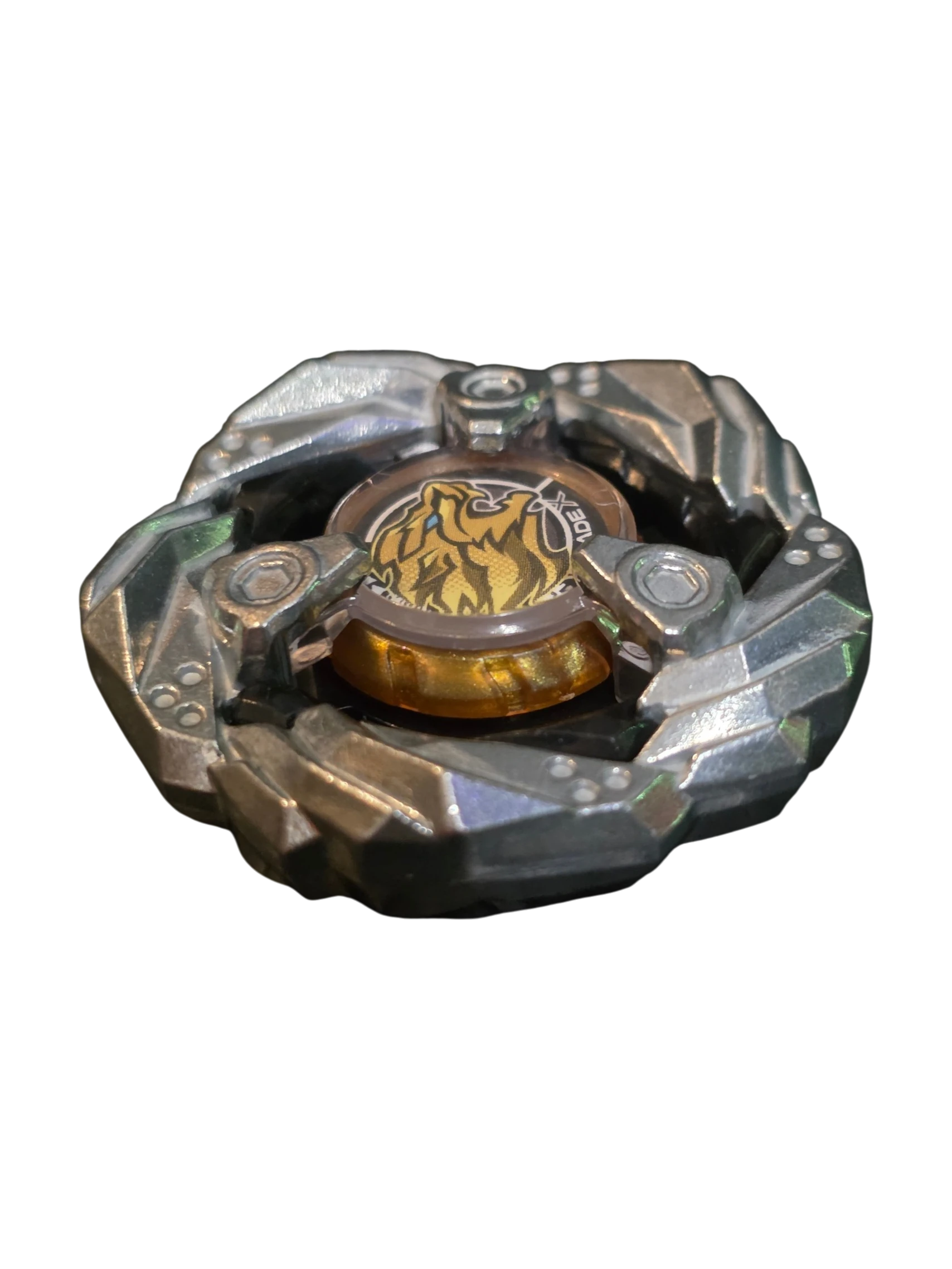 My Store Hasbro Beyblade X Claw Leon blade part with metallic silver finish and gold lion emblem