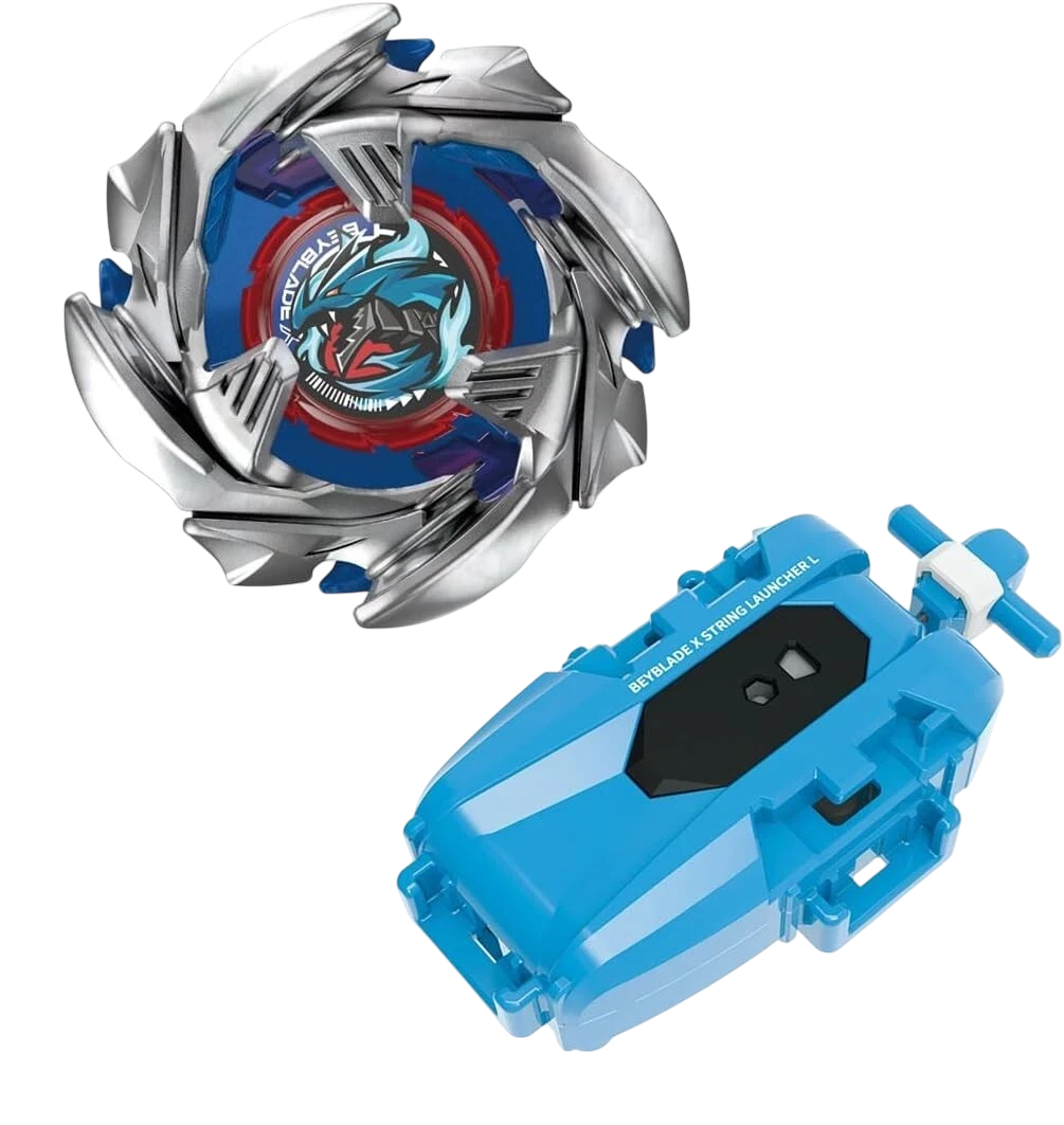 My Store Cobalt Dragoon 2-60C Beyblade X left-spin attack top with blue string launcher