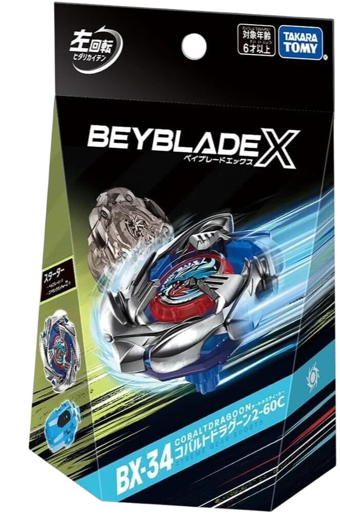 My Store Takara Tomy Beyblade X Cobalt Dragoon 2-60C left-spin attack type starter set in original retail packaging