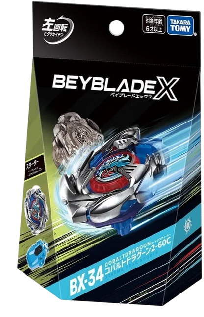 My Store Takara Tomy Beyblade X Cobalt Dragoon 2-60C left-spin attack type starter set in original retail packaging