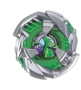 My Store Crimson Garuda 7-80GU Beyblade X attack top with green and silver die-cast metal blade design