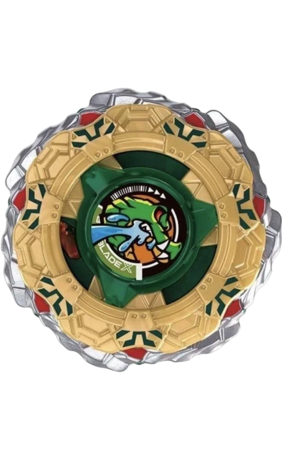 My Store Beyblade X CX-19 CrocoTread TQ 5-50GN spinning tops in gold, green, red, and grey colorways