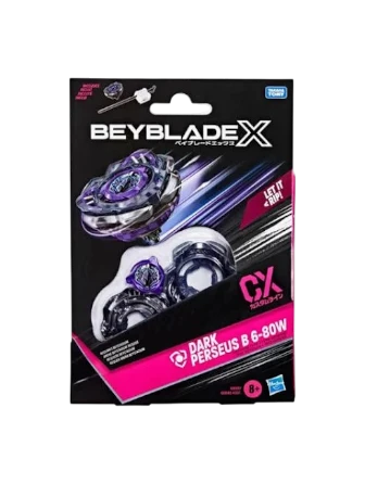 My Store Beyblade X Dark Perseus B 6-80W defense type top with ripcord launcher in original retail packaging