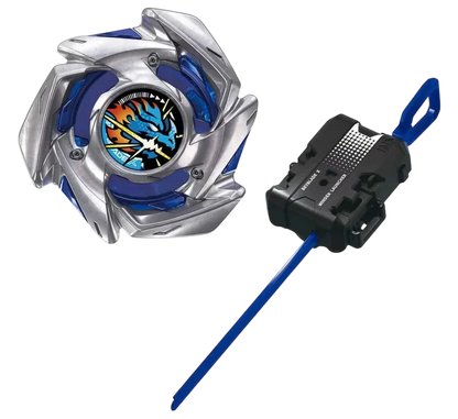 My Store Takara Tomy Beyblade X BX-49 DranStrike 4-50FF starter set with silver and blue blade and winder launcher.