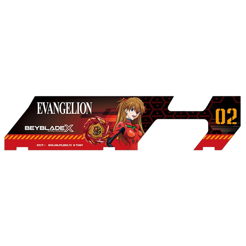 My Store Evangelion x Beyblade X battle pass sheet featuring Asuka Langley in her red plugsuit and unit 02 branding