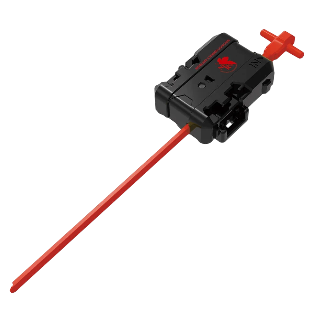 My Store Evangelion x Beyblade X black and red winder launcher with NERV logo and red ripcord
