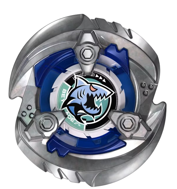 My Store authentic Hasbro Beyblade X Gill Shark stamina blade in silver and blue with shark emblem
