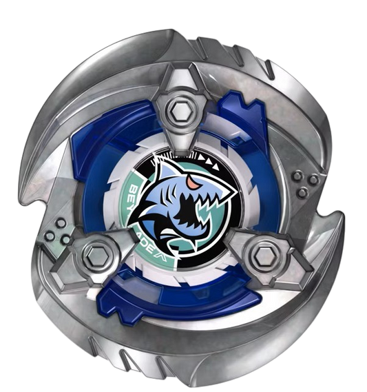 My Store authentic Hasbro Beyblade X Gill Shark stamina blade in silver and blue with shark emblem