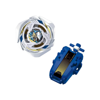 My Store UX-20 Glory Valkyrie Beyblade X attack type top with white blade and blue string launcher