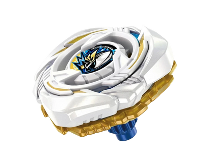 My Store UX-20 Glory Valkyrie Beyblade X attack top with white and gold blade and blue Low Flat bit