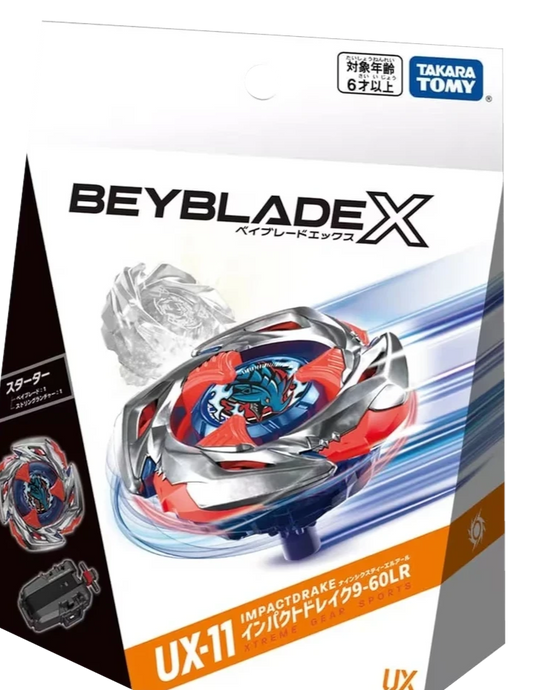 My Store Takara Tomy Beyblade X UX-11 Impact Drake 9-60LR starter set with launcher in original sealed packaging