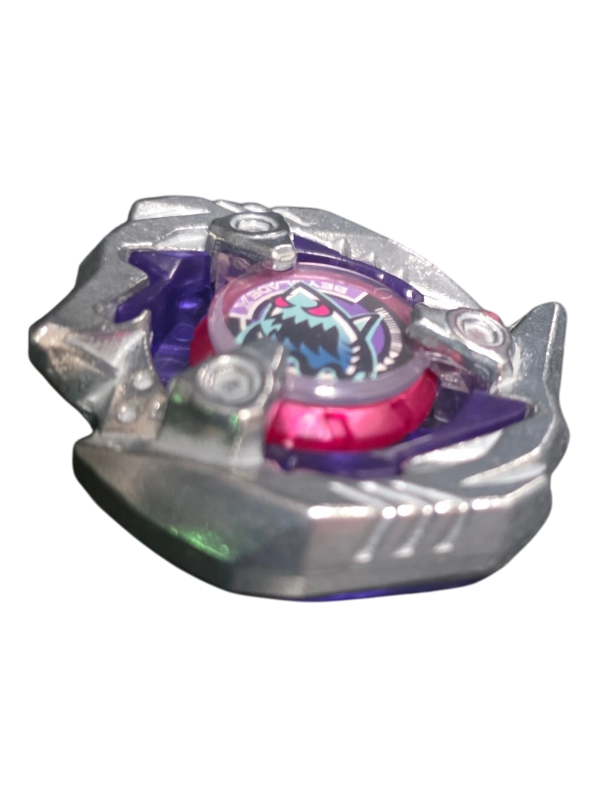 My Store authentic Hasbro Beyblade X Keel Shark blade in silver and purple, featuring a shark emblem center.