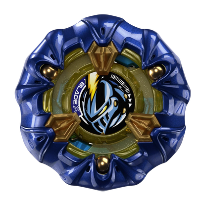 My Store Takara Tomy Beyblade X UX-00 Knight Mail 3-85BS in a metallic navy blue finish with gold accents.