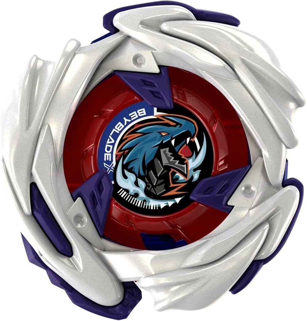 My Store UX-17 Meteo Dragoon Beyblade X left-spin attack top with white, red, and purple design details.
