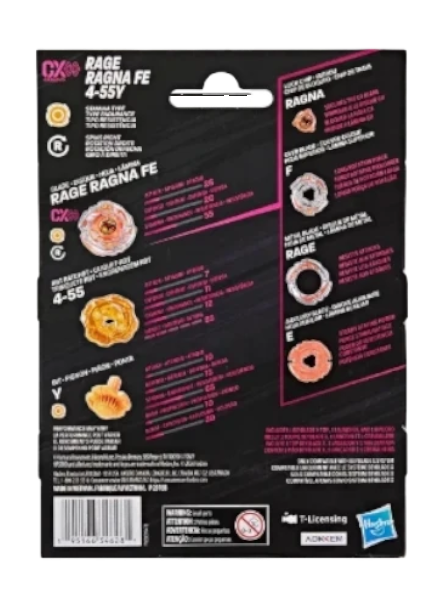 My Store Hasbro Beyblade X Rage Ragna FE 4-55Y starter pack packaging back view showing component breakdown