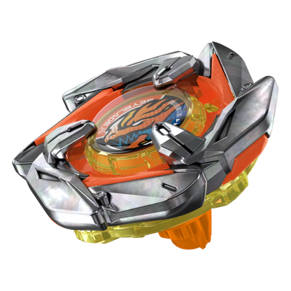 My Store Scythe Incendio 3-80B Beyblade X balance top with orange and metallic silver blade and ball bit