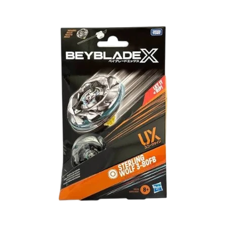 My Store Silver Wolf 3-80FB Beyblade X stamina top in original packaging with ripcord launcher