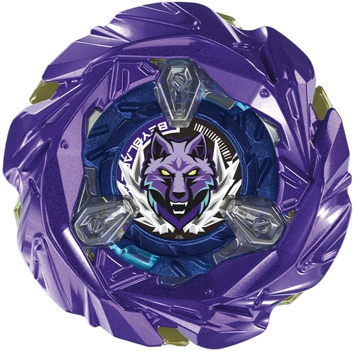 My Store SilverWolf 9-70R Beyblade X top with a metallic violet finish and wolf emblem in the center