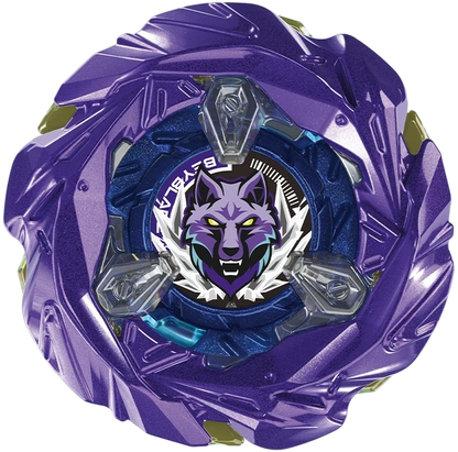 My Store SilverWolf 9-70R Beyblade X top with a metallic violet finish and wolf emblem in the center