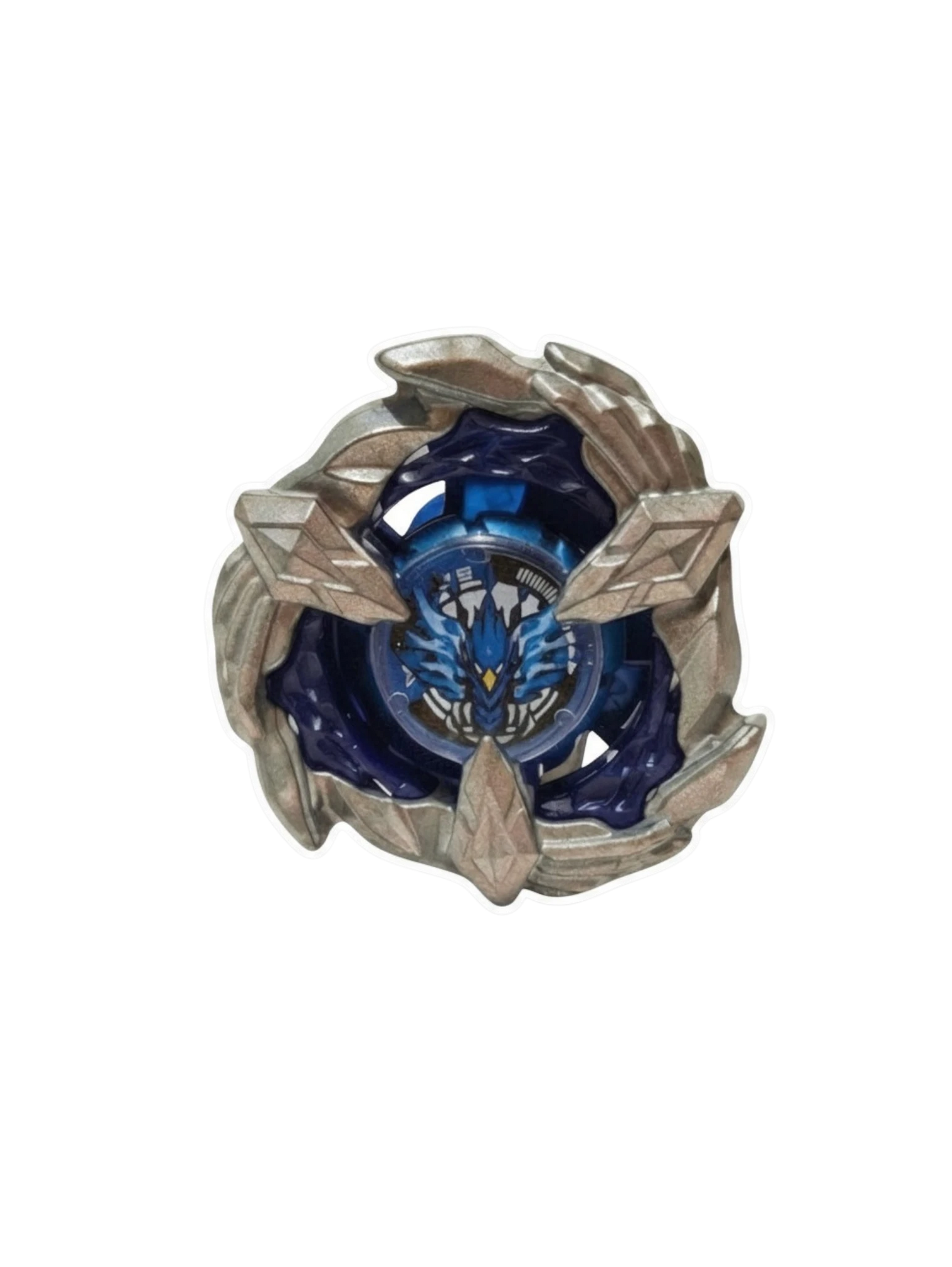 My Store authentic Hasbro Beyblade X Soar Phoenix blade in metallic silver and dark blue with phoenix emblem
