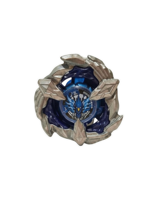 My Store authentic Hasbro Beyblade X Soar Phoenix blade in metallic silver and dark blue with phoenix emblem