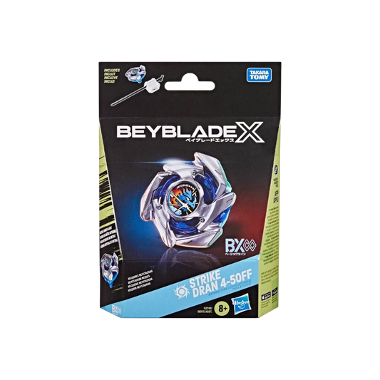 My Store Strike Dran 4-50FF Infinity Starter Beyblade X attack type toy in retail packaging with launcher