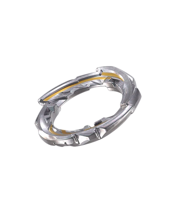 My Store authentic Takara Tomy Beyblade X Tiga Rage FT3 blade component with metallic silver and yellow accents