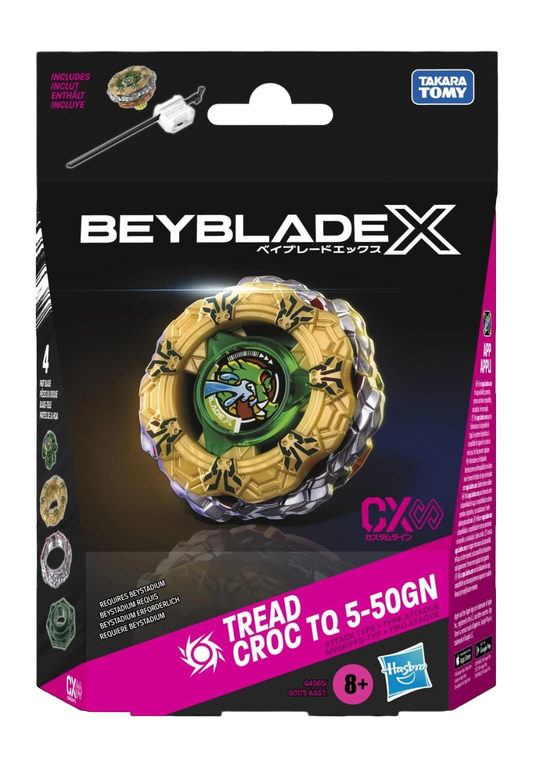 My Store Hasbro Beyblade X Tread Croc TQ 5-50GN balance type spinning top in factory sealed retail packaging