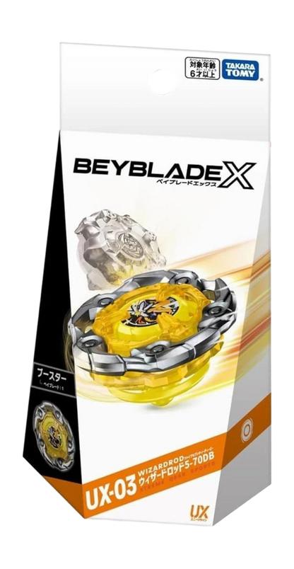My Store Takara Tomy Beyblade X UX-03 Wizard Rod 5-70DB stamina type booster in original sealed packaging