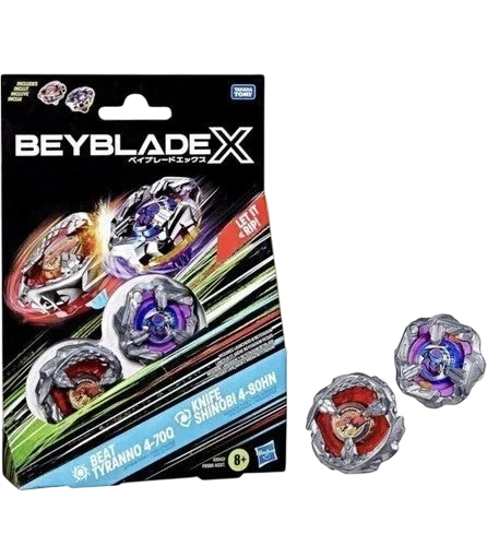 My Store Beyblade X Beat Tyranno 4-70Q & Knife Shinobi 4-80HN 2-Pack with X-Celerator Gear System